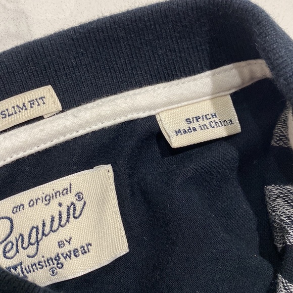 ORIGINAL PENGUIN Polo Shirt, Black/White Pattern, Heritage Slim Fit, Men's US S - Picture 5 of 5